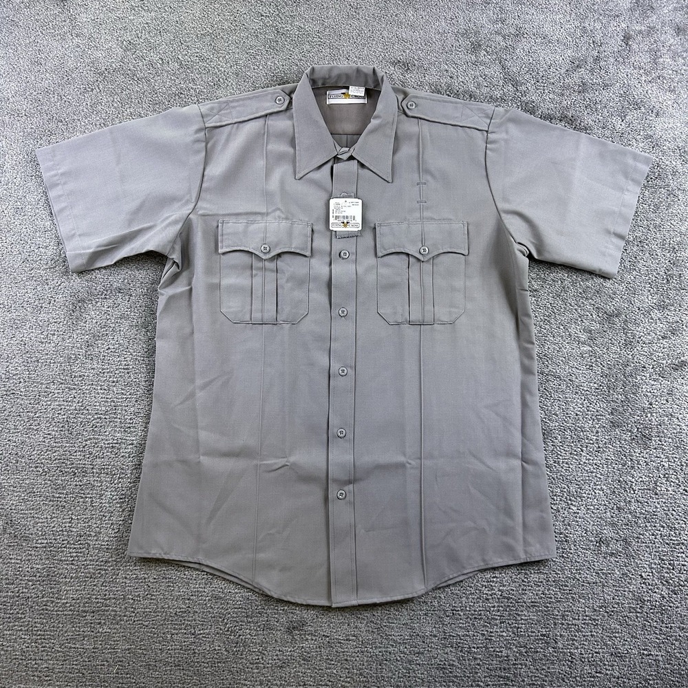 Flying Cross Deluxe Tropical Uniform Shirt Mens Large Silver Grey F1 95R66 NWT